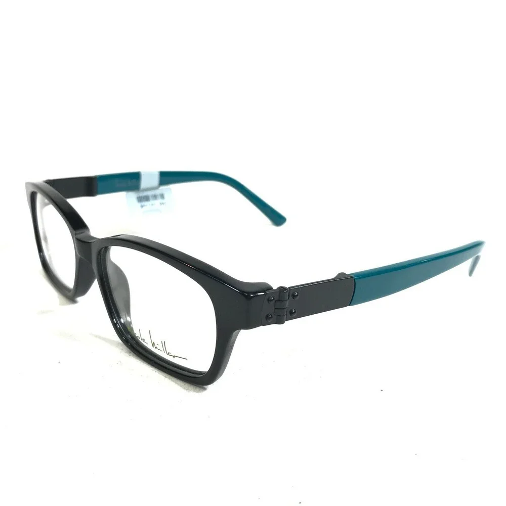 Nicole Miller CENTRE C01 Eyeglasses Frames Black Blue Square Full Rim 50-16-135